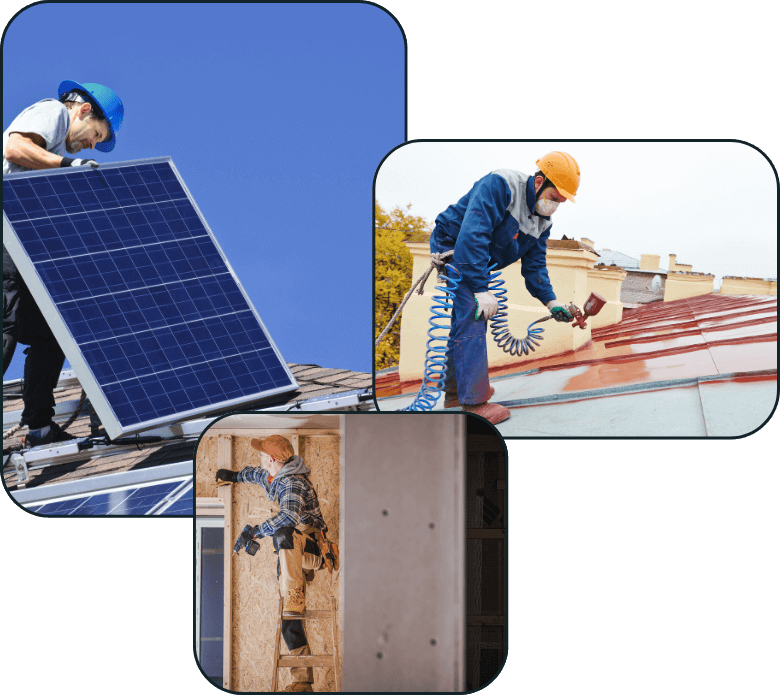 Artisans indépendants du BTP réalisant différentes missions sur chantier