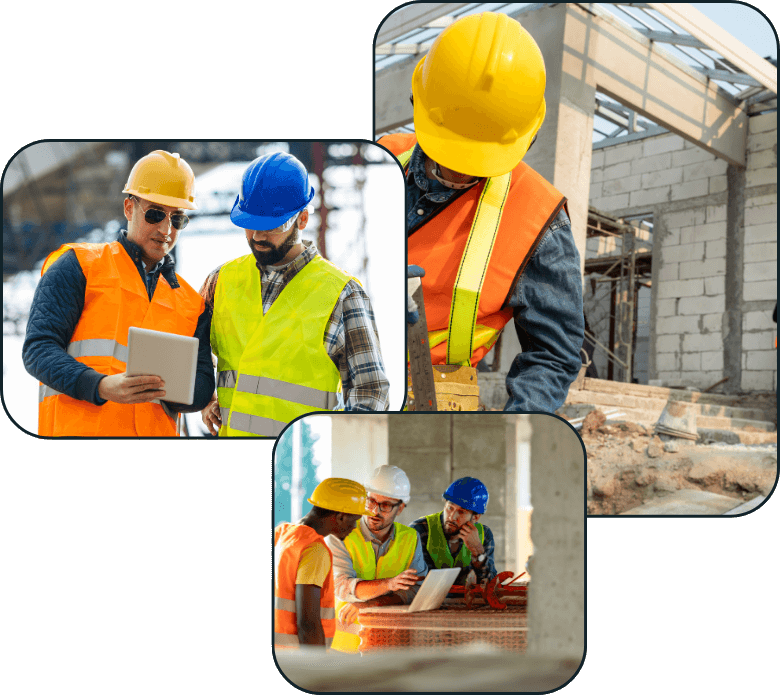 Artisans du BTP en situation de travail lors d’une mission sur chantier